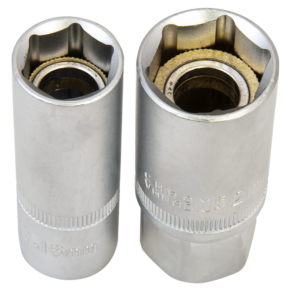 головки шестигранные 1/2" для свечей зажигания с магнитом 16,21мм 2 предмета