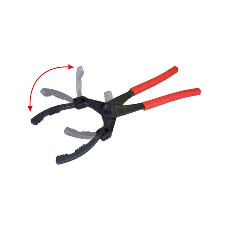 WDK-65395 Клещи для съема фильтров 57-120мм   Захваты клещей отклоняются и фиксируются в любую сторону на угол до 90° для облегчения доступа к труднодоступным масляным и топливным фильтрам